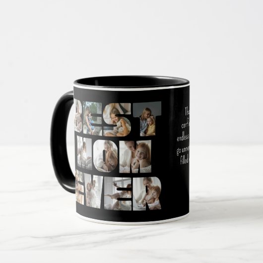 Mug Modern Best Mom Ever 11 Photos Collage noir (Devant gauche)