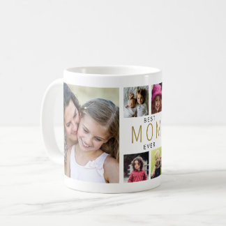 Mug Modern Best mom Ever 6 Photo Collage White