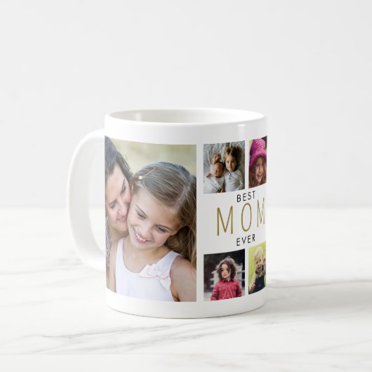 Mug Modern Best mom Ever 6 Photo Collage White (Devant gauche)