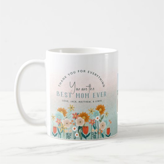 Mug Modern Best Mom Ever Floral Photo Collage (Gauche)
