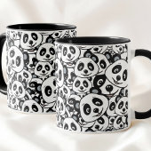 Mug Modern Black and White Cute Panda Bear Pattern