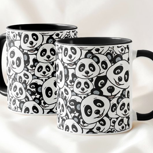 Mug Modern Black and White Cute Panda Bear Pattern