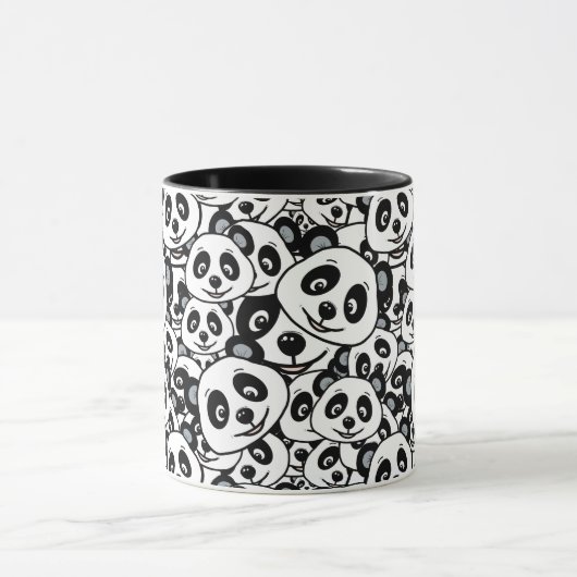 Mug Modern Black and White Cute Panda Bear Pattern (Centre)