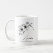 Mug Modern Black Script Beautiful Arch Elegant Floral (Gauche)