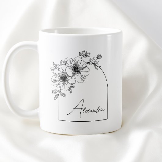 Mug Modern Black Script Beautiful Arch Elegant Floral