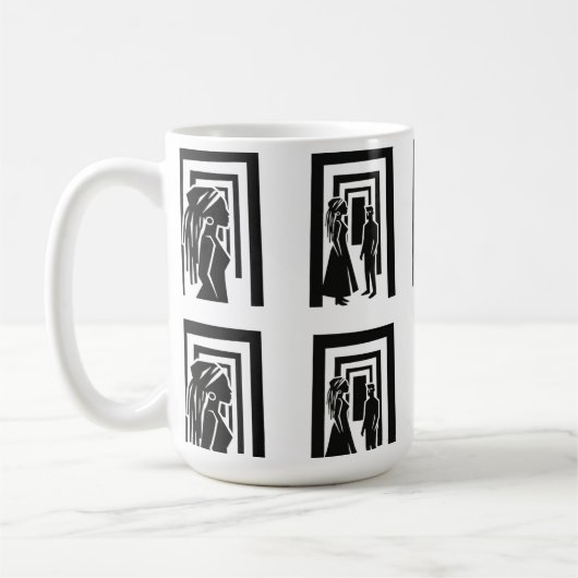 Mug Modern Black Silhouette Unity Design (Gauche)
