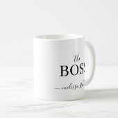 Mug Modern Black & White The Boss Name | Girly Gift (Devant droit)