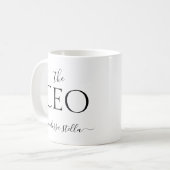 Mug Modern Black & White The CEO Name | Girly Gift (Devant gauche)