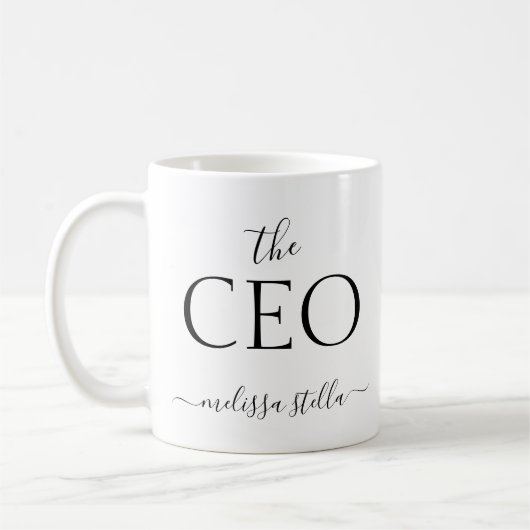 Mug Modern Black & White The CEO Name | Girly Gift (Gauche)