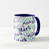 Mug Modern Blue First Name Typography Pattern (Devant droit)