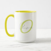 Mug Modern Blue Monogram & Script Name Personalized  (Gauche)