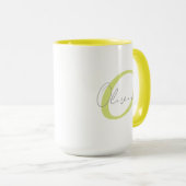 Mug Modern Blue Monogram & Script Name Personalized  (Devant droit)