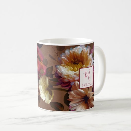 Mug Modern Bold Rustic Floral | Monogram Gift (Devant droit)