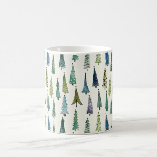 Mug Modern Christmas Trees Illustrated Pattern (Centre)