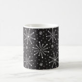 Mug Modern Christmas White Snowflake & Black night sky (Centre)