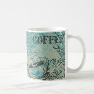 Mug Modern Coffee Art Sketch Blue