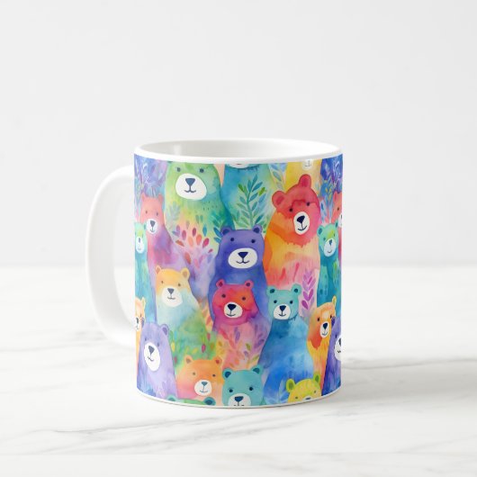 Mug Modern colorful watercolor bears pattern  (Devant gauche)