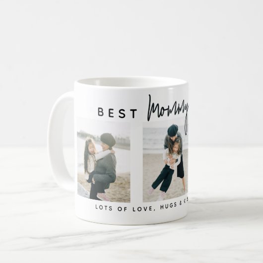 Mug Modern Custom Best Mommy Ever | 3 Photo (Devant gauche)