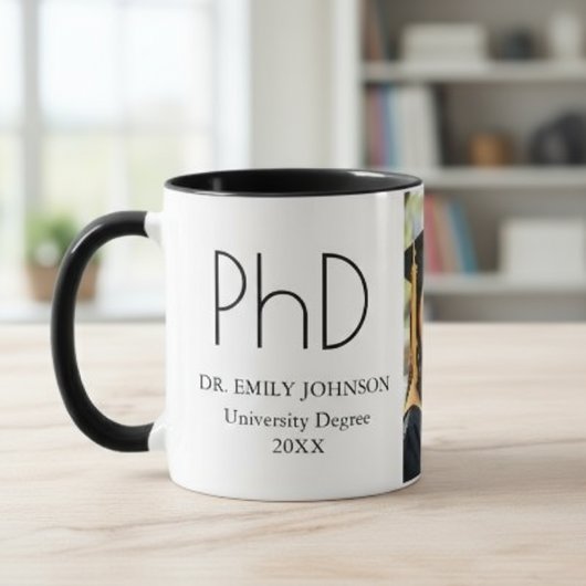 Mug Modern Custom PhD Graduation Photo & Name
