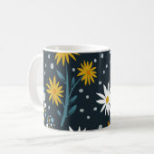 Mug Modern Daisies Pattern on Dark Blue (Devant gauche)