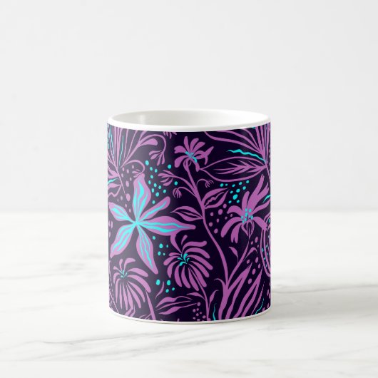 Mug Modern Dark Purple Floral Pattern (Centre)