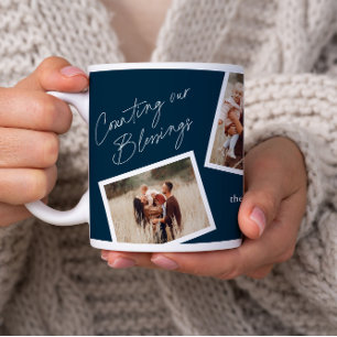 Mug Modern Elegant 4 Photo Collage Famille Cadeau