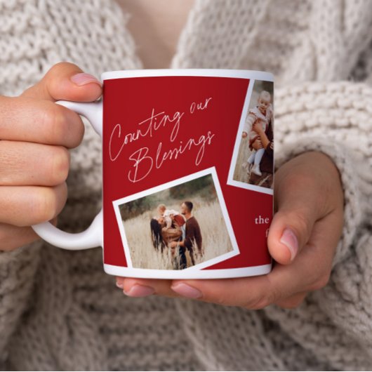 Mug Modern Elegant 4 Photo Collage Famille Cadeau