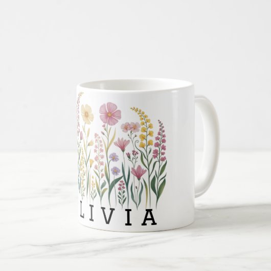 Mug Modern elegant cute girly simple wildflowers (Devant droit)