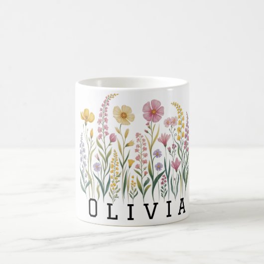 Mug Modern elegant cute girly simple wildflowers (Centre)