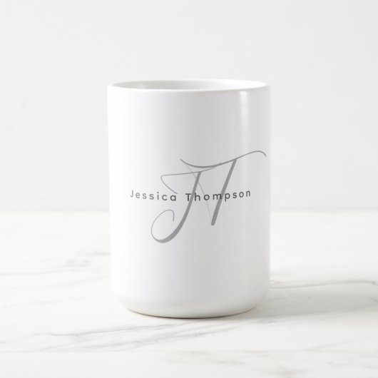 Mug Modern Elegant Plain Professional Name Monogram (Centre)