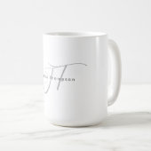Mug Modern Elegant Plain Professional Name Monogram (Devant droit)