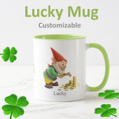Mug Modern Elf with Gold Coins, Calligraphy & Monogram