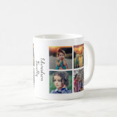 Mug Modern family photo collage monogram name (Devant droit)