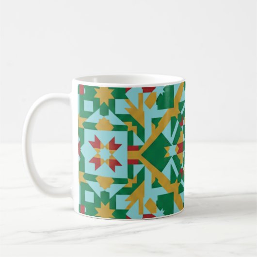 Mug Modern Geometric Earth Tones Pattern Ceramic Coffe (Gauche)