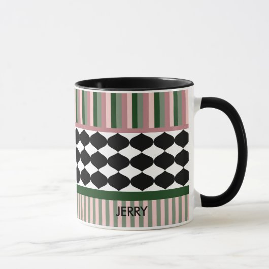 Mug Modern Geometric Sage Green Pink Personalized (Droite)