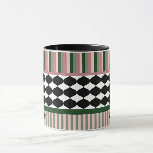 Mug Modern Geometric Sage Green Pink Personalized (Centre)
