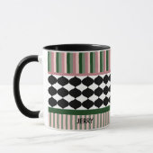 Mug Modern Geometric Sage Green Pink Personalized (Gauche)