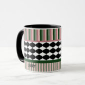Mug Modern Geometric Sage Green Pink Personalized (Devant gauche)