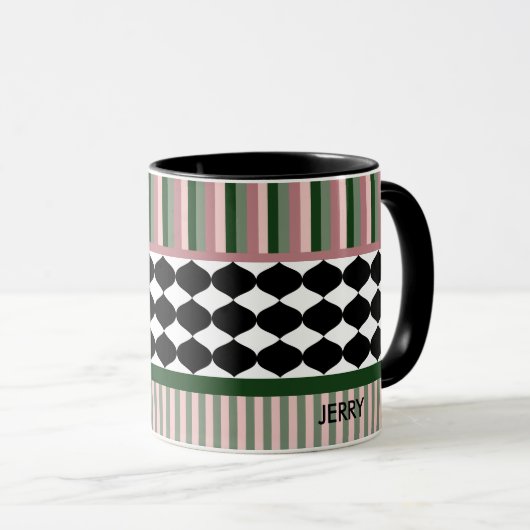 Mug Modern Geometric Sage Green Pink Personalized (Devant droit)