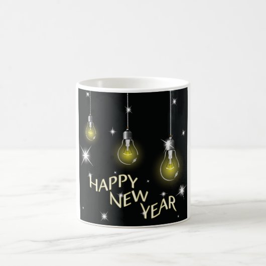 Mug Modern Glowing Light Bulbs Happy New Year (Centre)