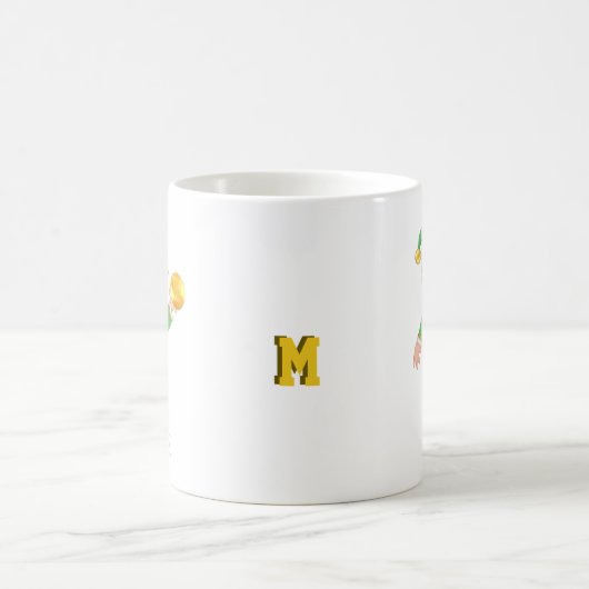 Mug Modern Good Luck Elf with Calligraphy & Monogram (Centre)