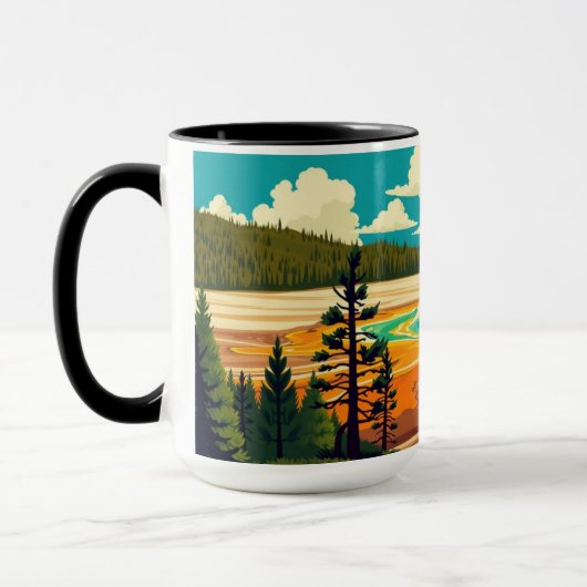 Mug Modern Grand Prismatic Spring Retro Poster (Gauche)