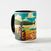Mug Modern Grand Prismatic Spring Retro Poster (Devant gauche)