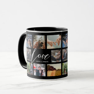 Mug Modern Love 8 photo collage Valentine couple Noir