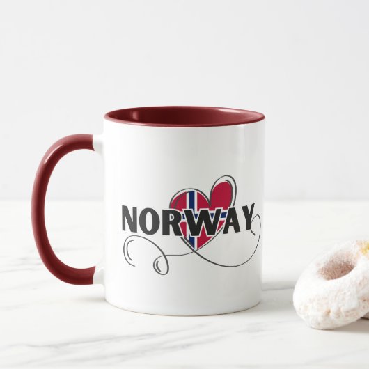 Mug Modern Love Norvège Drapeau scandinavie Souvenir (Avec donut)