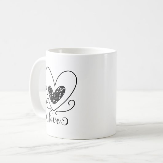 Mug Modern Love Script Coeurs Joli Valentines Jour Cad (Devant gauche)