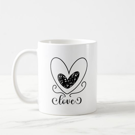 Mug Modern Love Script Coeurs Joli Valentines Jour Cad (Gauche)