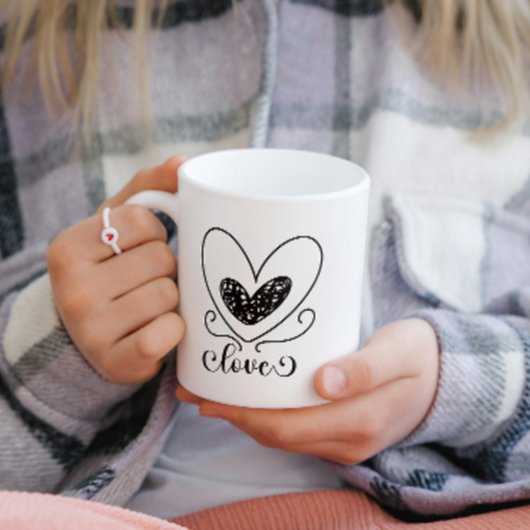 Mug Modern Love Script Coeurs Joli Valentines Jour Cad