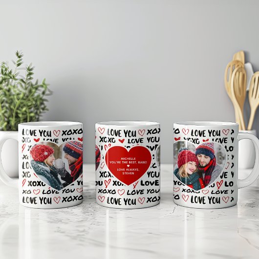 Mug Modern Love You 2 Heart Photos & Personal Message