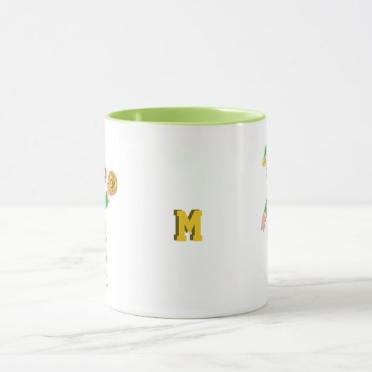Mug Modern Lucky Elf with Calligraphy & Monogram (Centre)